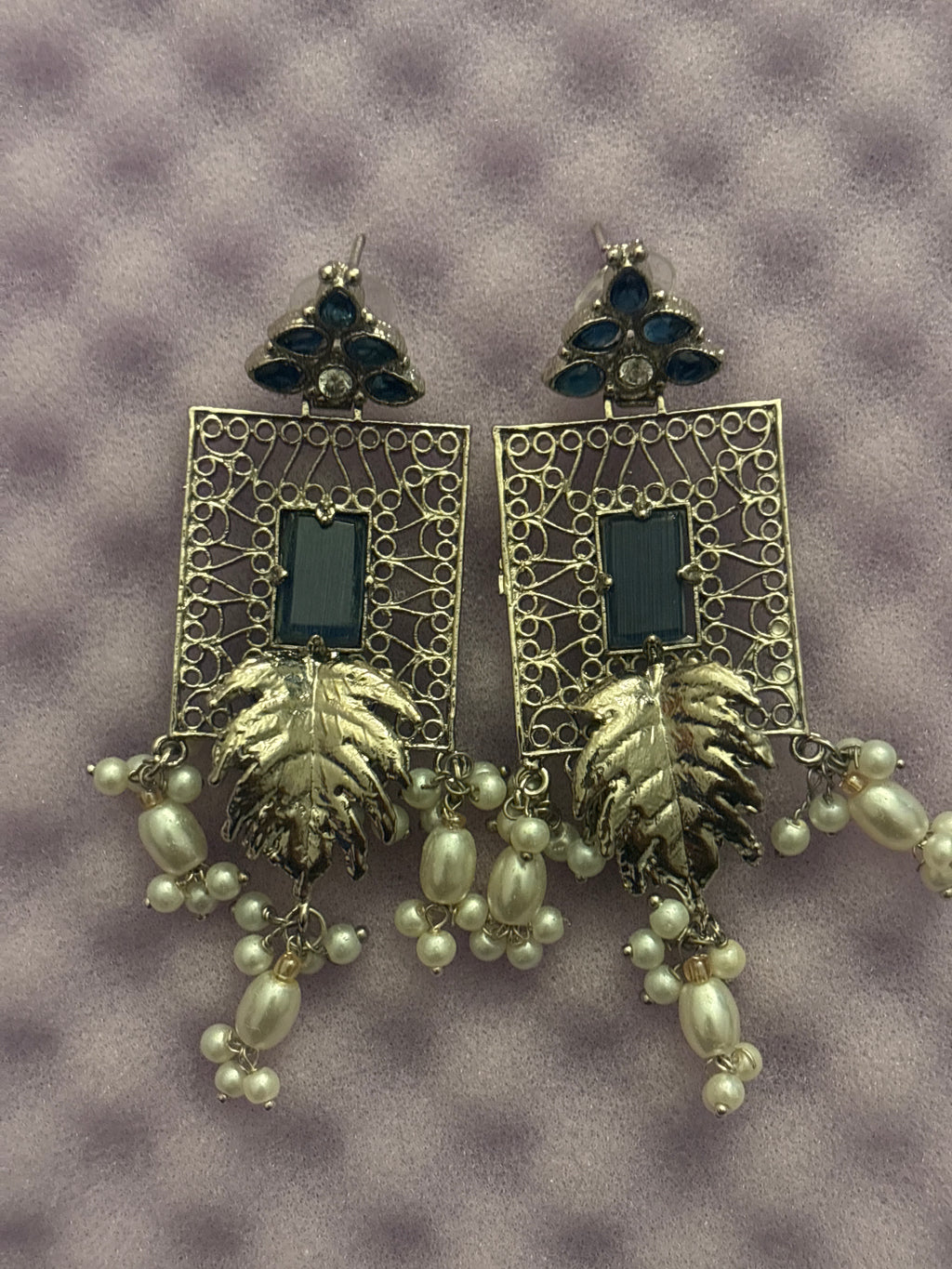 Handmade silver and blue stone earrings